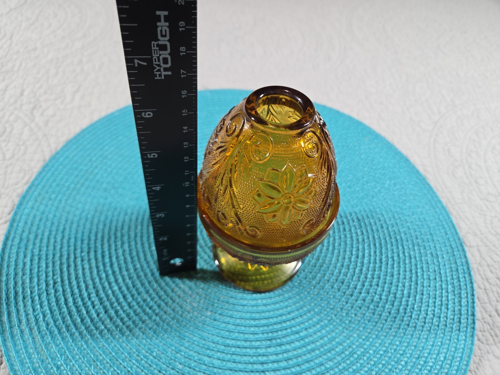 Tiara Glass Fairy Lamp Flower Pattern No Imperfections Amber Indiana Glass VTG