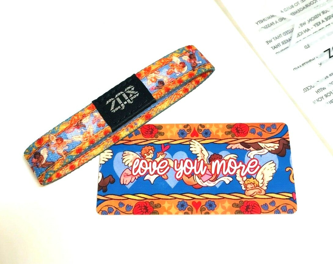 ZOX **LOVE YOU MORE** Silver Single Medium Wristband w/Card NIP Hearts & CUPIDS