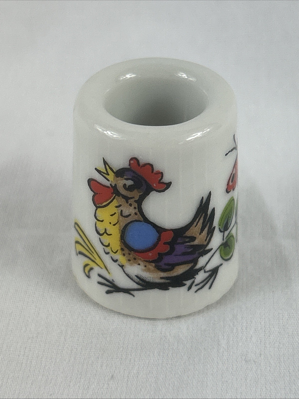 Mini Candle Holder Mother Hen And Chicks 1” Porcelain West Germany