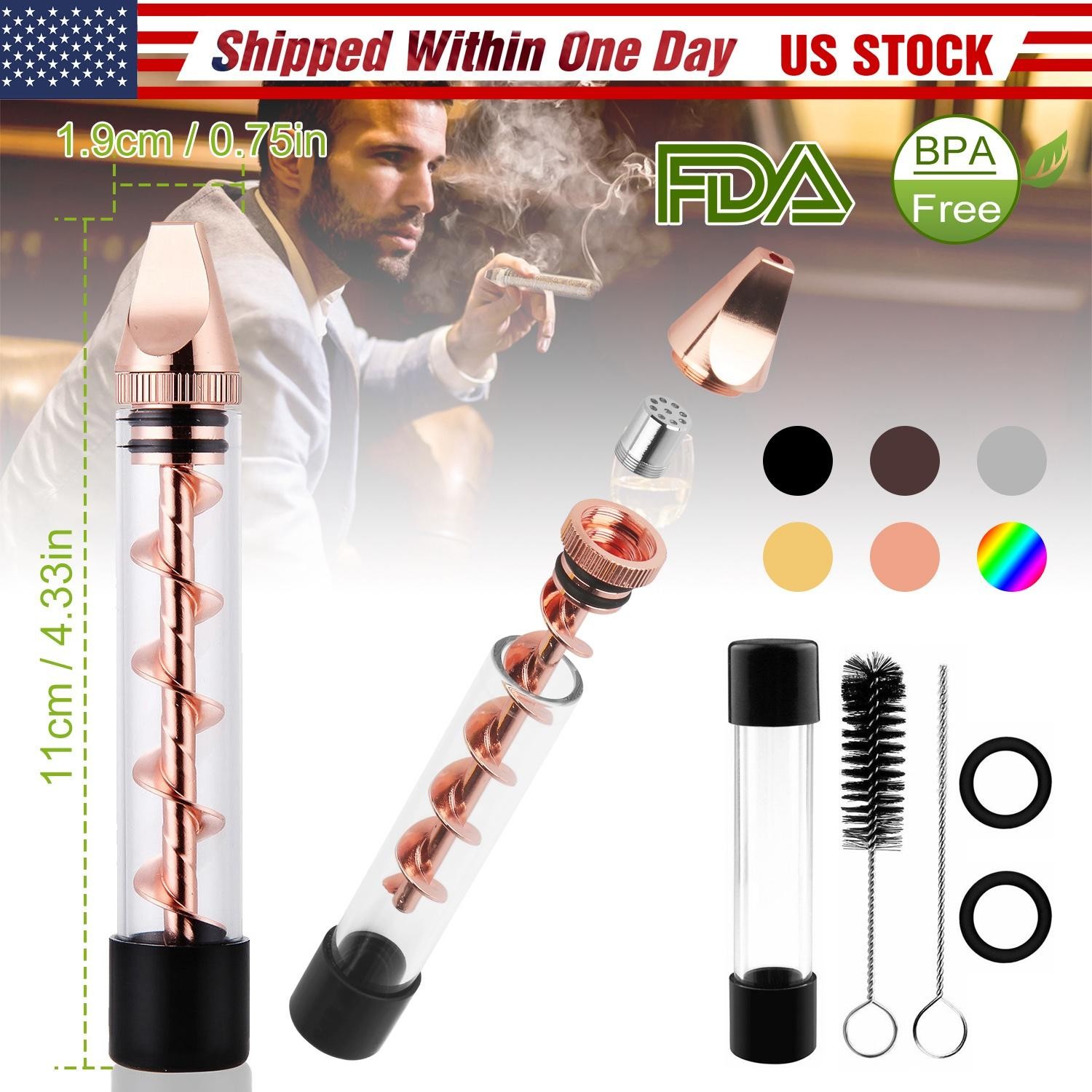 Glass Blunt Pipe Twisty 7-in-1 Grinder Kit w/ Smoking Metal Tip Cleaning Brush