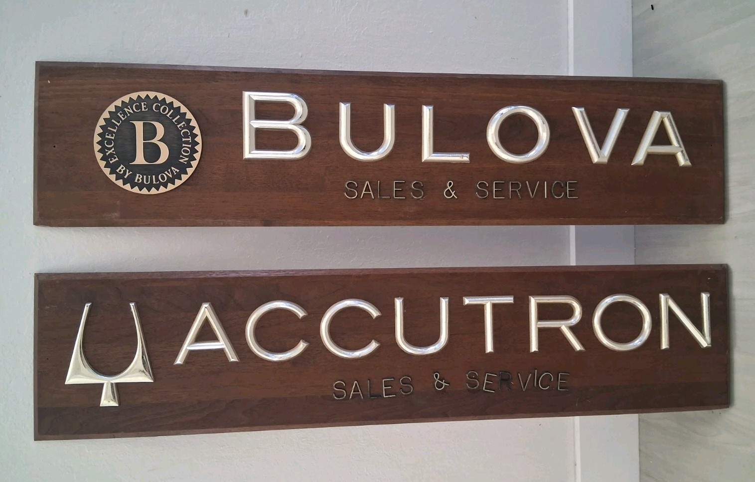 Vintage Bulova Accutron Sales And Service Store Display Signs. Rare!