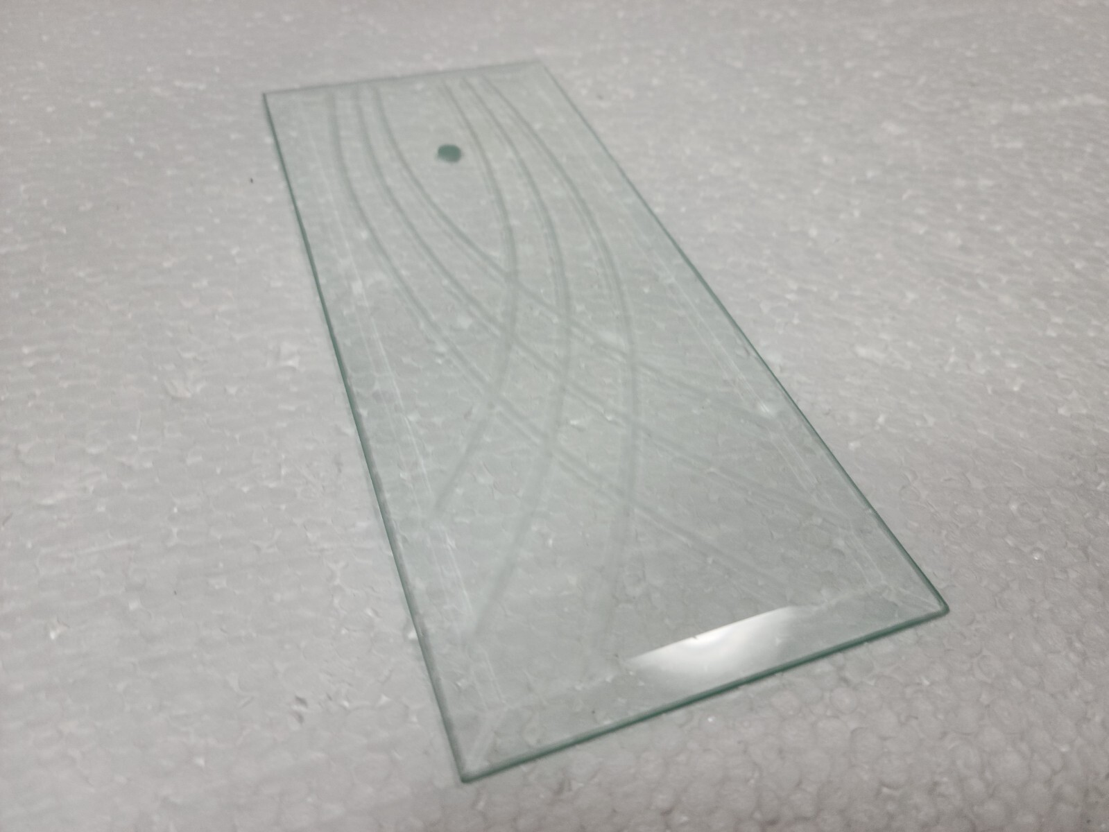 Brass Chandelier Glass Panel Curved Lines Clear Rectangle 8 5/8 x 3.5 in Vintage