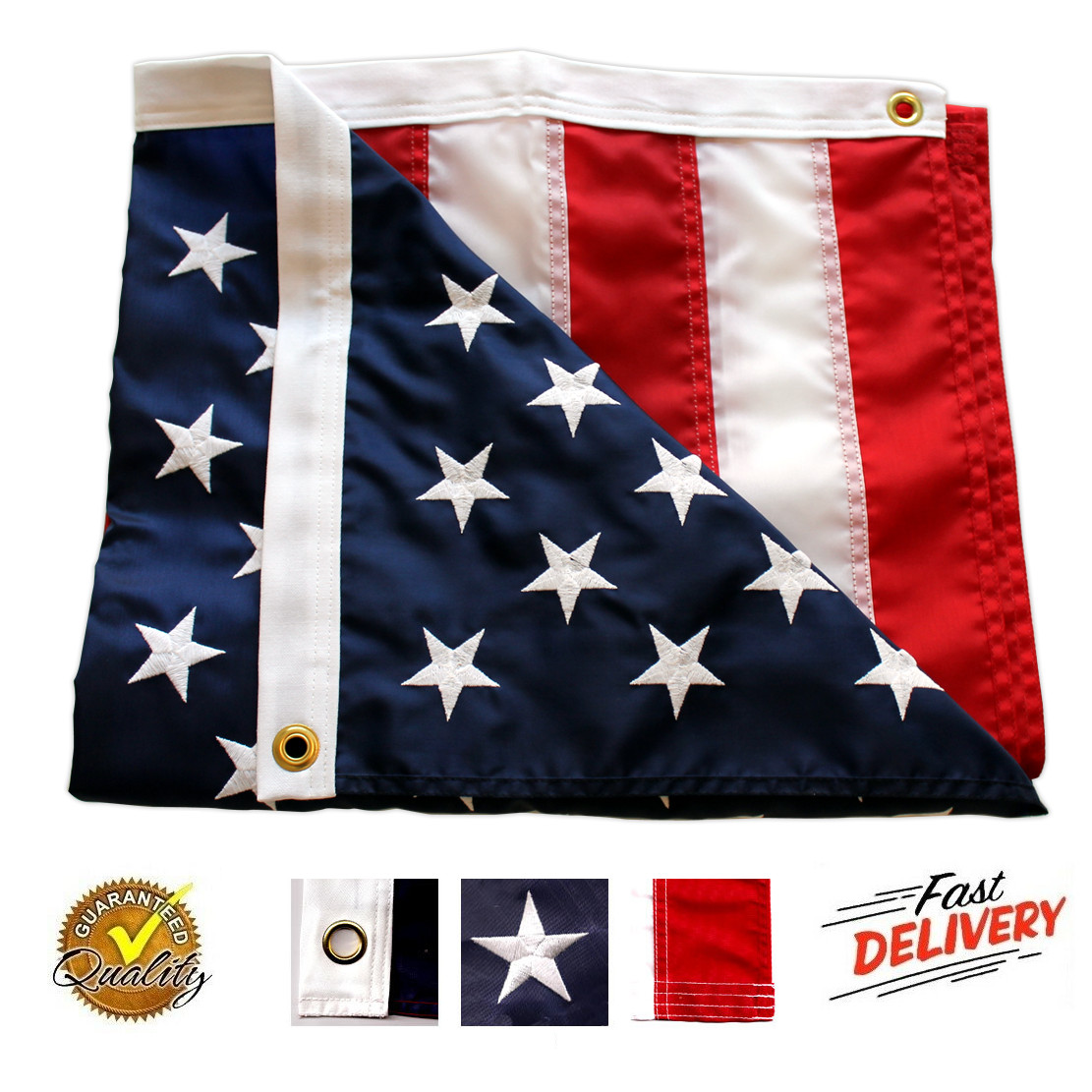 3’X5′ ft American Flag US USA | EMBROIDERED Stars| Sewn Stripes| Brass Grommets