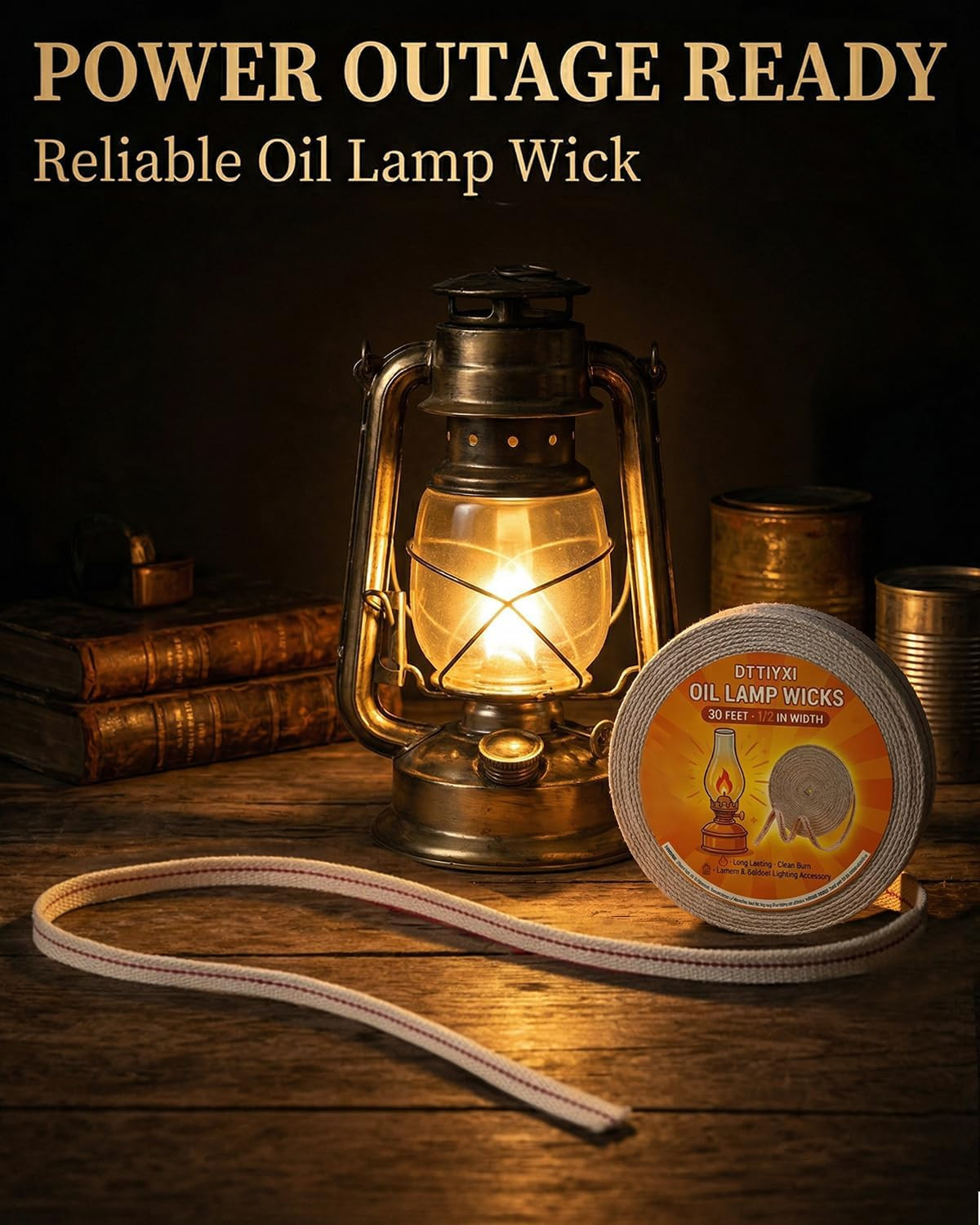 Oil Lamp Wicks, 1/2 Inch X 30 Ft, Flat Cotton Lantern Wick for Oil Lamps