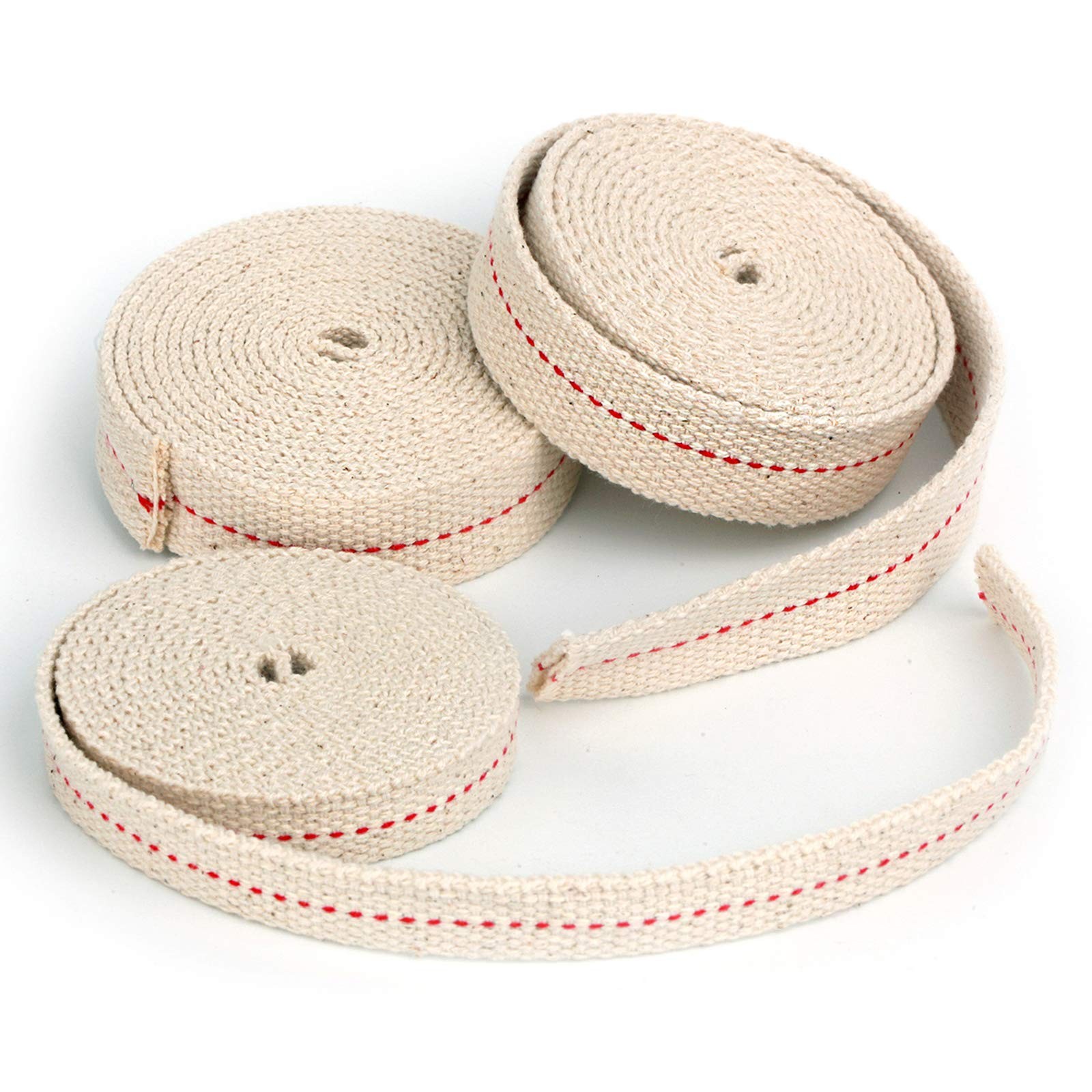 Flat Cotton Wick Rolls 3 Pack 1/2 3/4 7/8 Inch Oil Lantern Burner Replacement