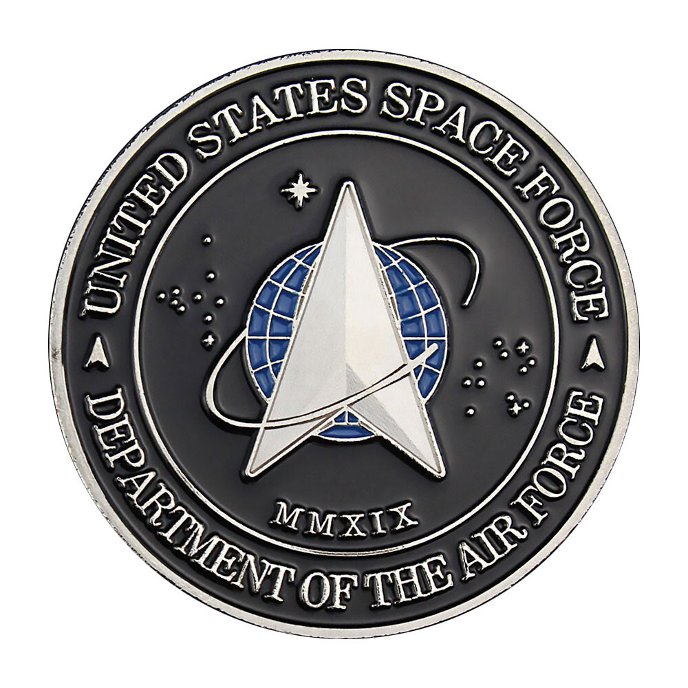 United States Space Force Logo Silver Plated Challenge USA Command Military Coin