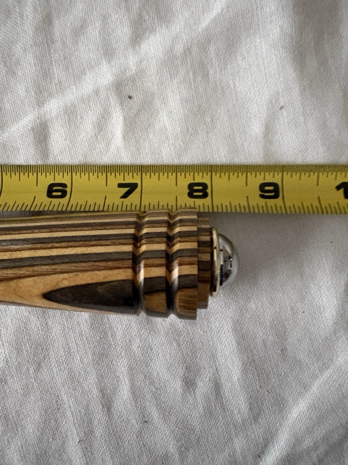 Beautiful Hand Turned Striped Wooden Handle Ice Cream Scoop w/Decorative Finial