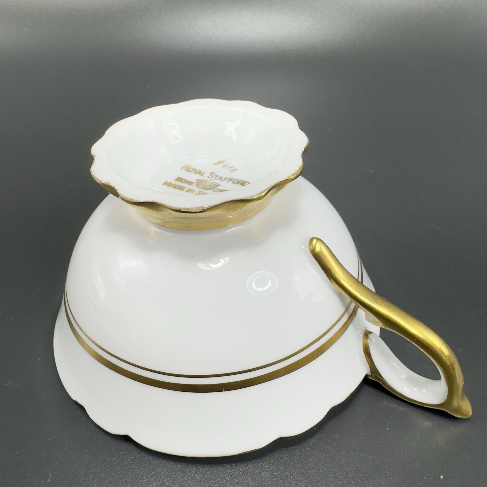Royal Stafford Fine Porcelain China Teacup And Saucer England Heavy Gold Pattern