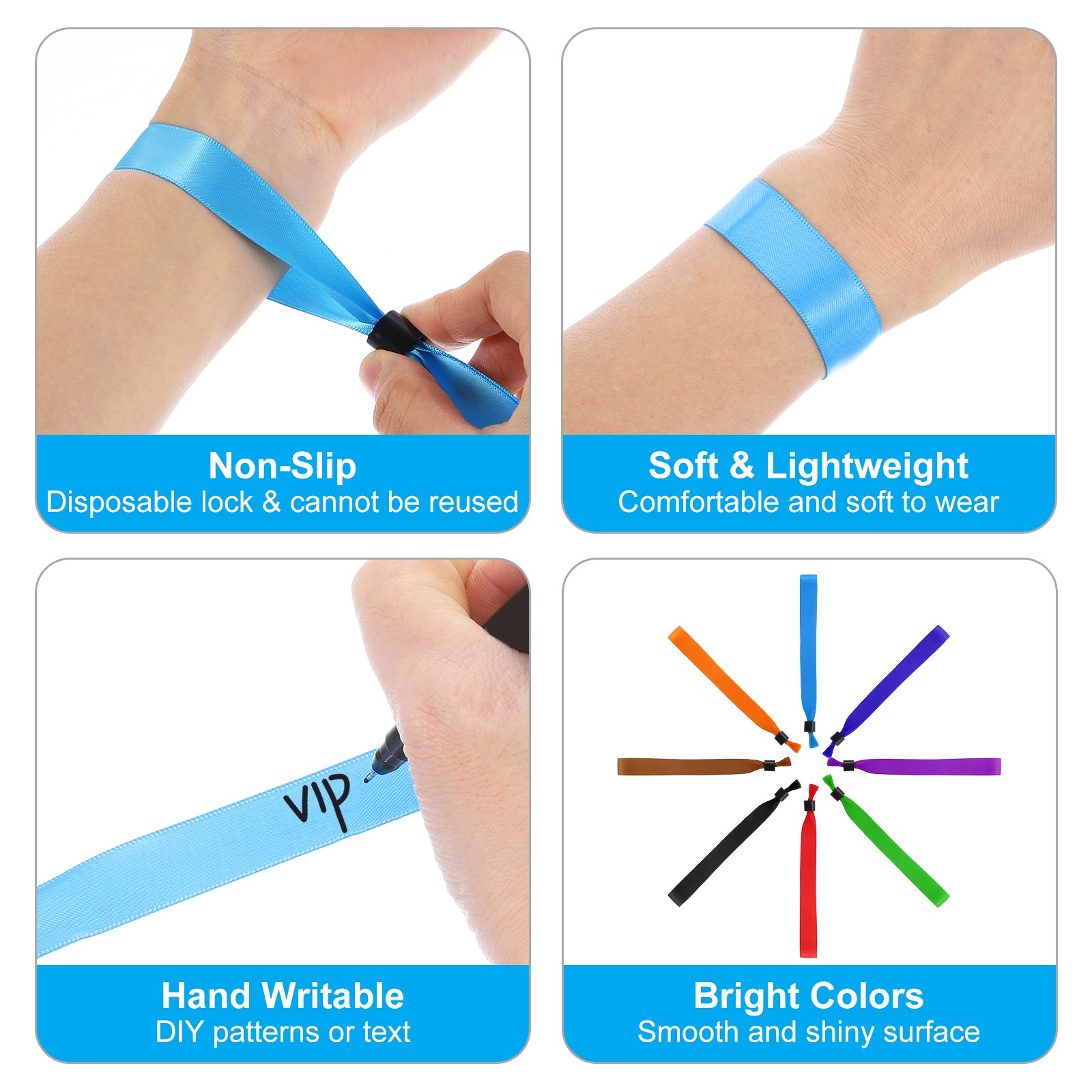 100Pcs Disposable Cloth Wristbands Adjustable Event Wrist Bands Red