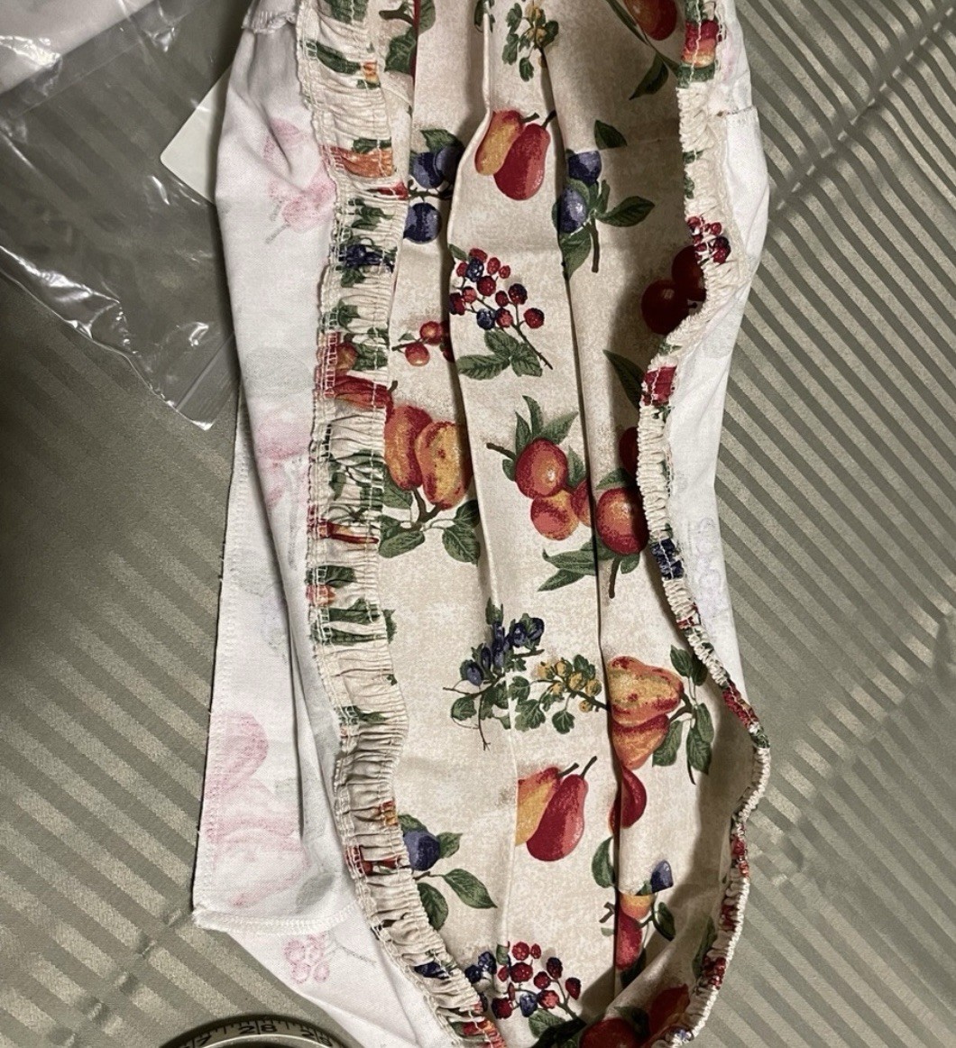 Longaberger Large Bin Basket Liner Fruit Medley Multicolor Fabric Rectangle.