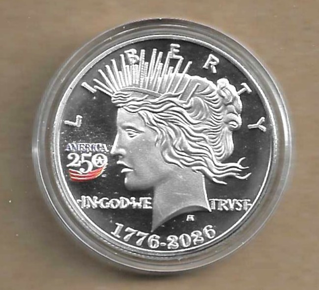 1776 – 2026 America 250 Semiquincentennial silver-plated coin