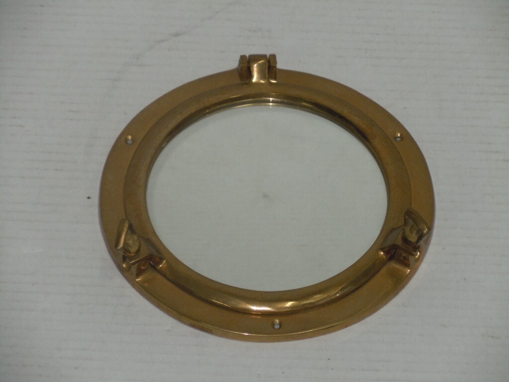 VINTAGE MADE IN INDIA SOLID BRASS NAUTICAL 8″ ROUND SHIP PORTHOLE MIRROR NICE
