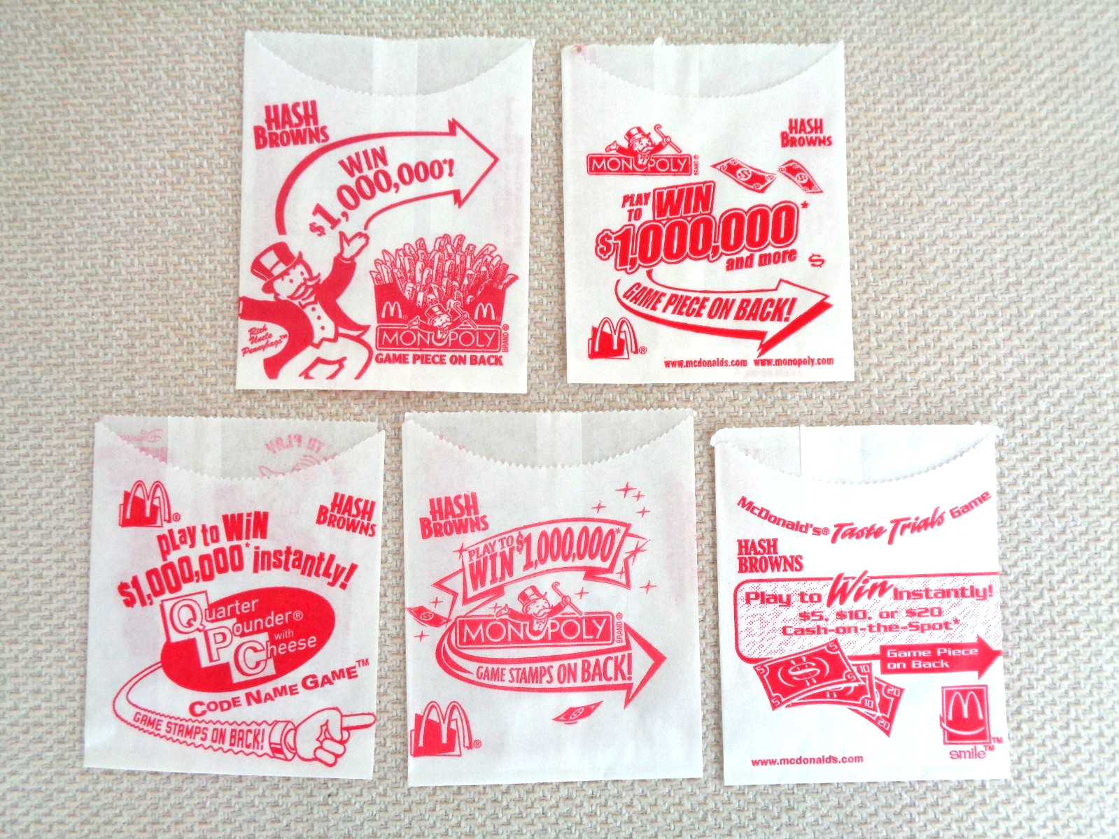 McDonald’s Hash Brown Bags W/ Unsed Taps