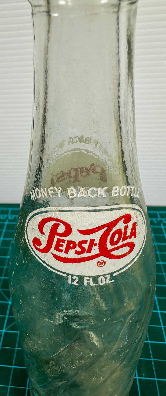 Vintage Pepsi Cola 12 Fl Oz Money Back Bottle Green Swirl Glass Return Deposit