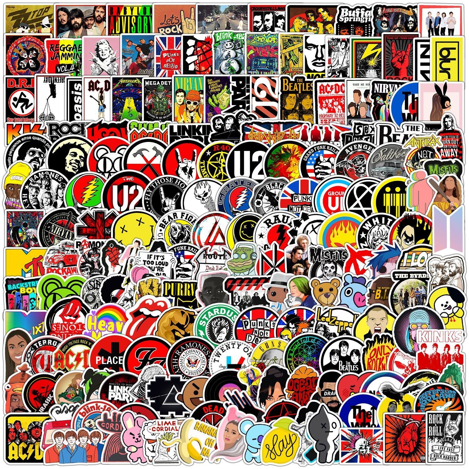 Sticker Set Decal 200 Pieces Stickerbomb Rock Band Punk Heavy Metal Music