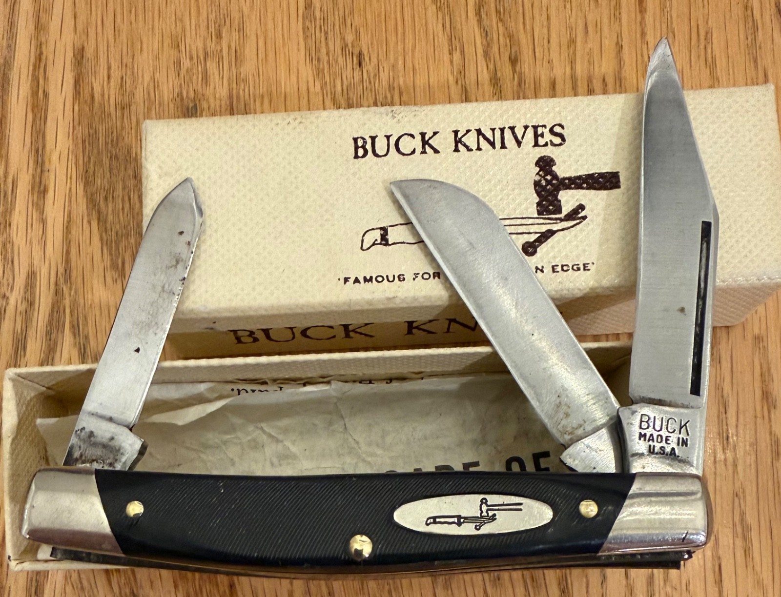 VINTAGE EARLY NO PATTERN NUMBER BUCK 303 CADET KNIFE USED IN RARE BOX SMRT2