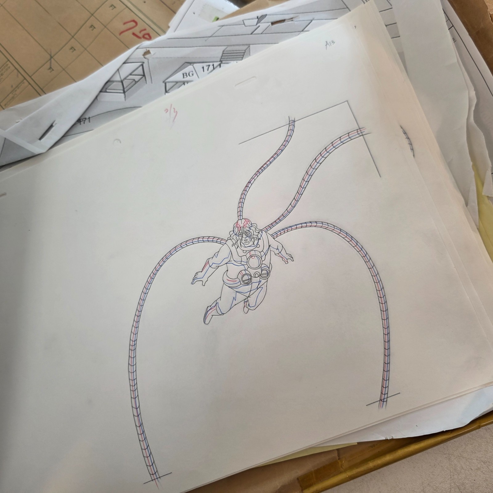Ultimate Spider-Man Production Animation Cel Drawing Lot Marvel Doc Oc Nick Fury