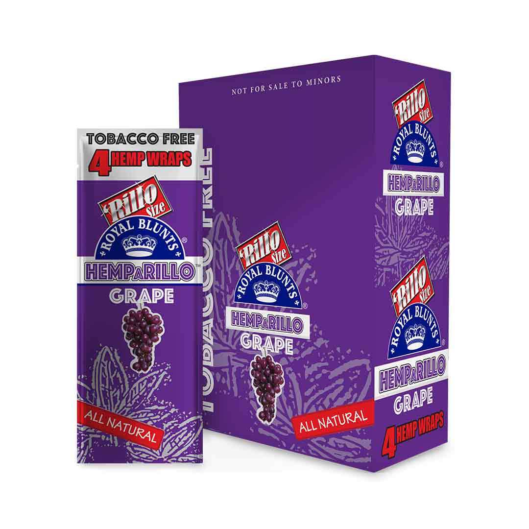 Hemparillo Grape Flavor Rillo Size Rolling Papers Royal Blunts (Full Box of 15)