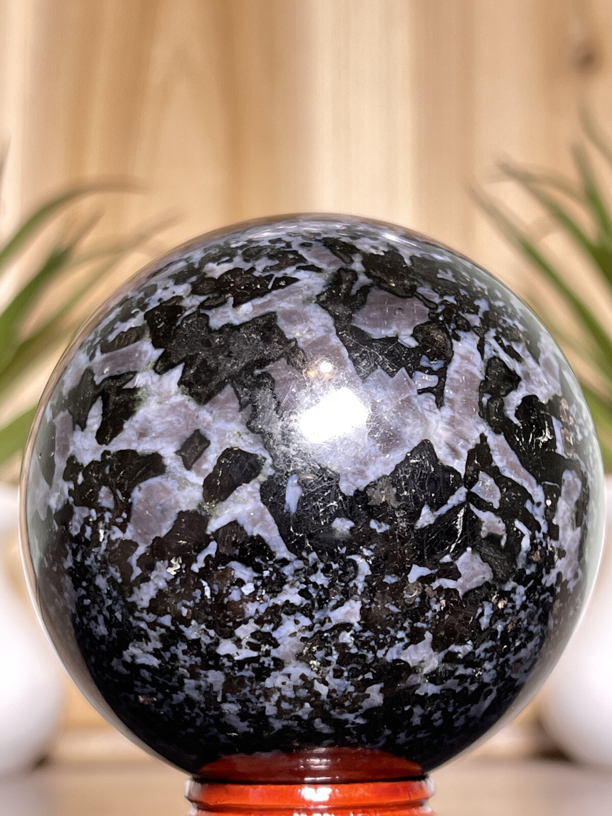 66mm INDIGO GABBRO SPHERE – Mystic Merlinite Mineral Feldspar Crystal Chakra