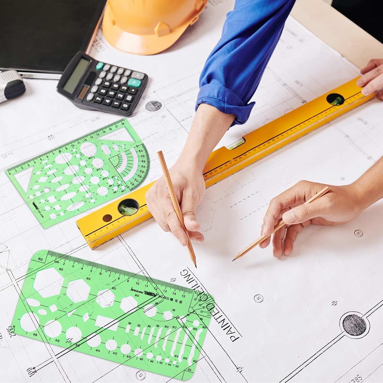 11PCS Geometric Drawing Templates Drafting Stencils Measuring Ruler Set for Desi