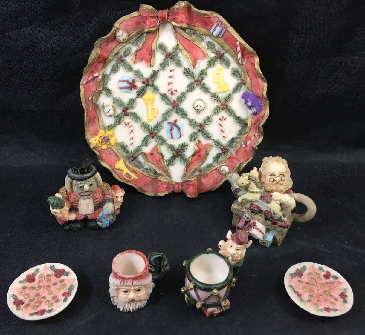 Christmas Decorations Mixed Set 6 Mini Candle Holders Figurines Resin Figures