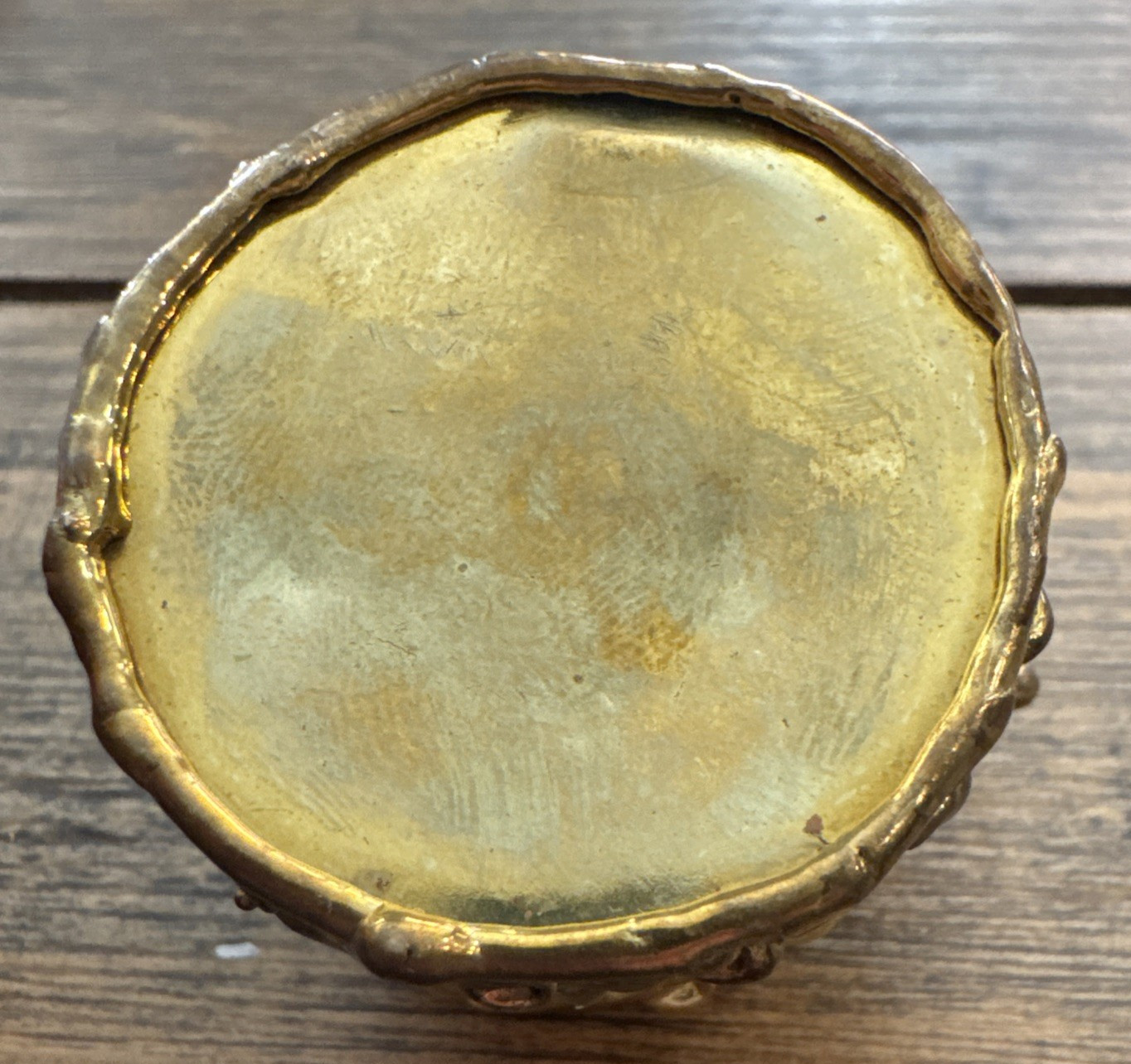 Brass Copper Hand Forged Hinged Round Box Snap Close Small 1.25 Inches 3D Rose