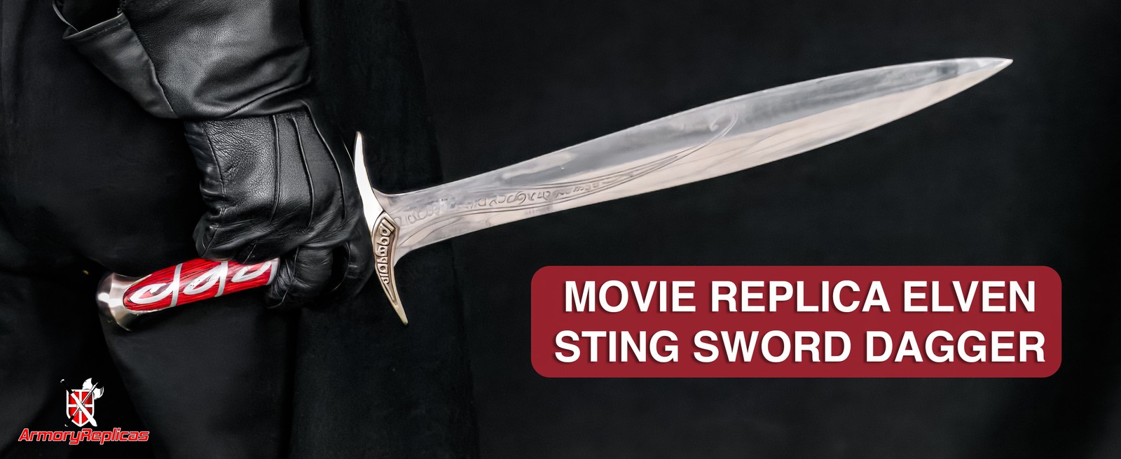 MOVIE REPLICA ELVEN MADE POLISHED STEEL STING SWORD DAGGER TROLLS HOARD LOOT 22″