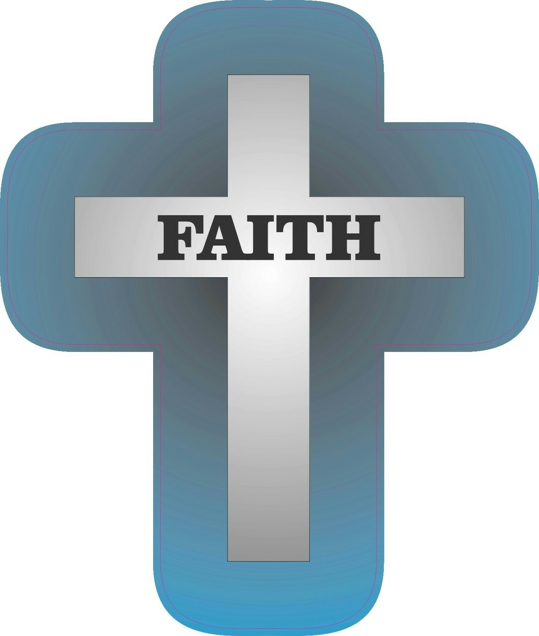 4.25in x 5.25in Die Cut Faith Blue Cross Sticker Vinyl Christian Vehicle Decal