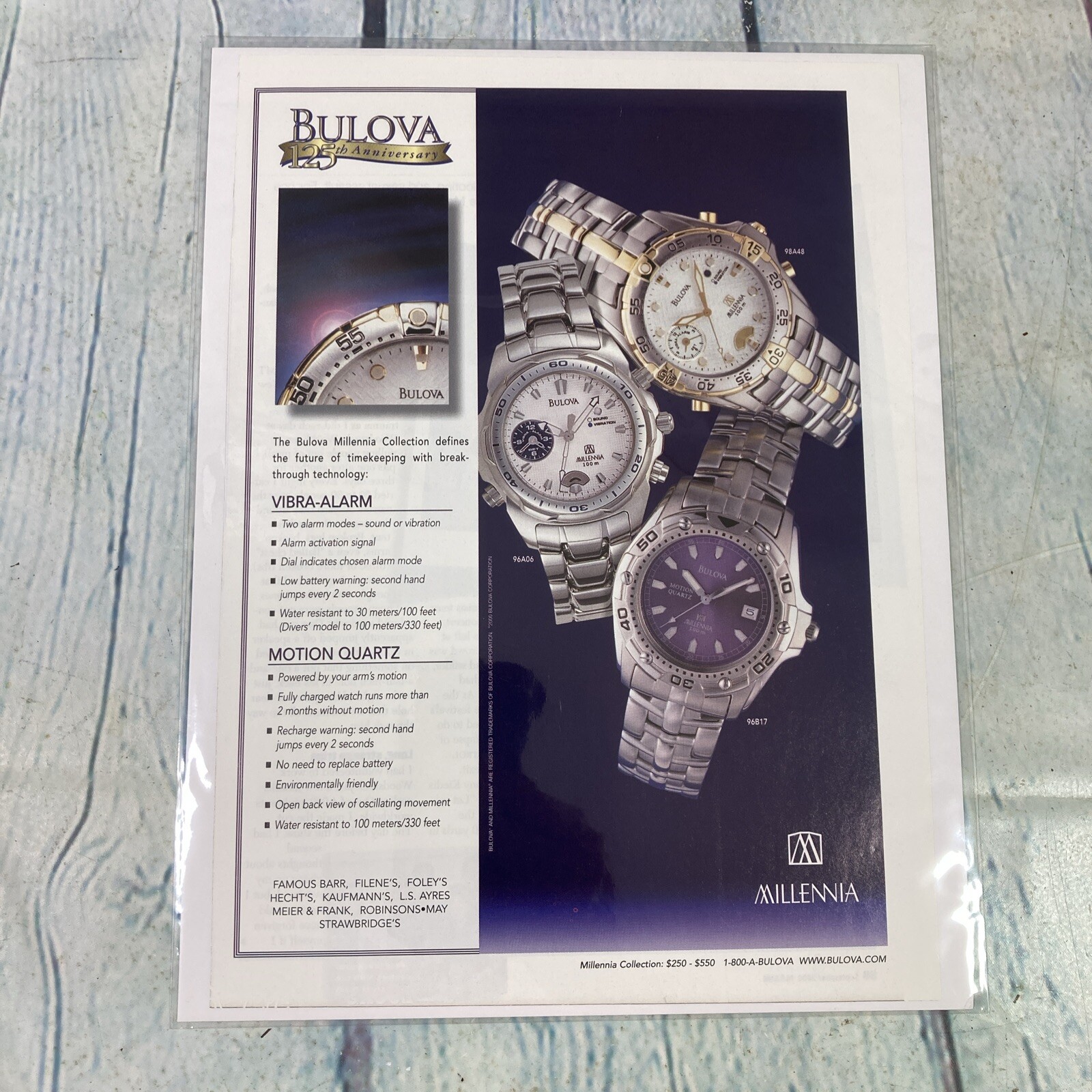 2000 Bulova Millennia Watches Vintage Print Ad/Poster Promo Art Magazine Page