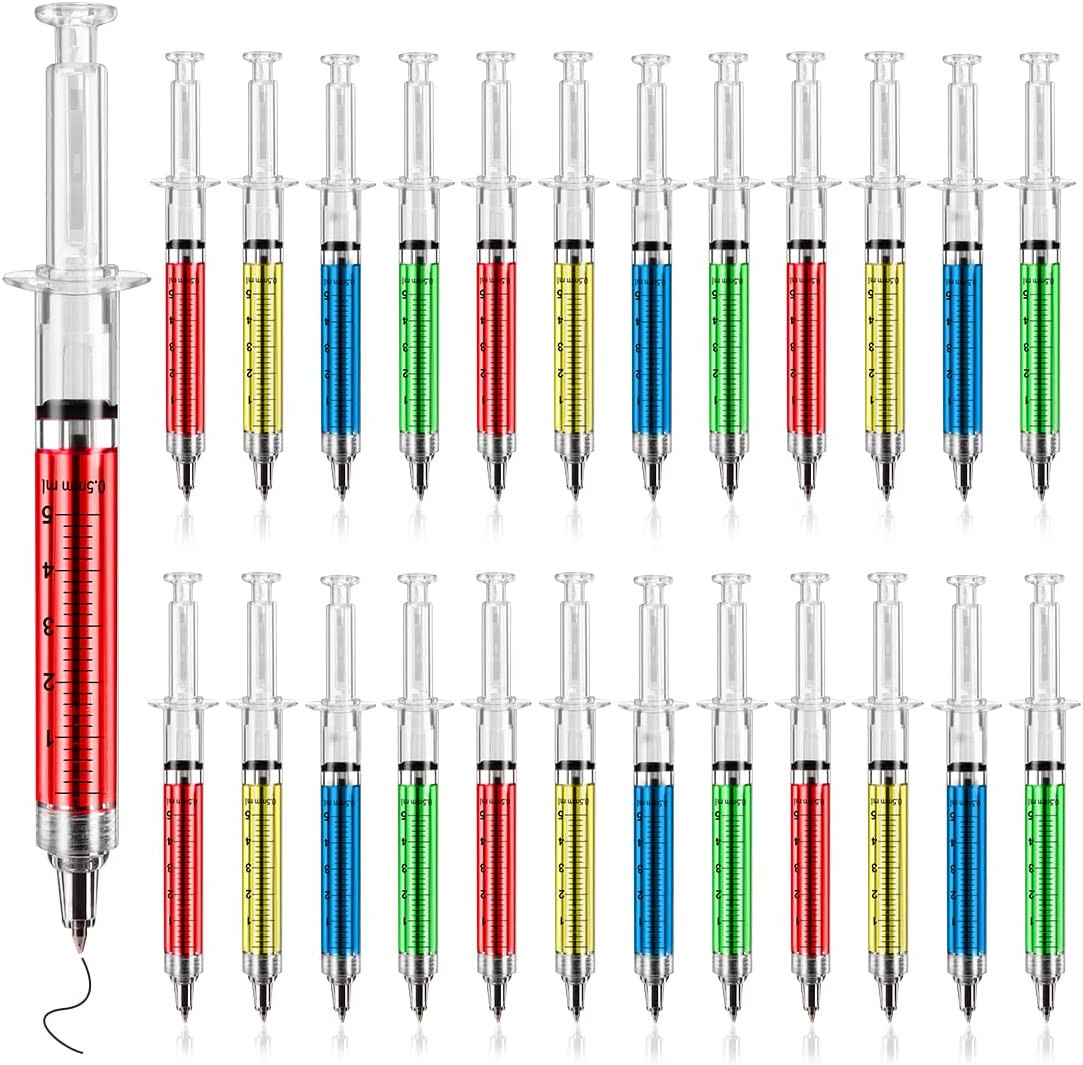 SunAngel Multi-Color Syringe Pen Black Ink Nurse Doctor Office Supplies (24)