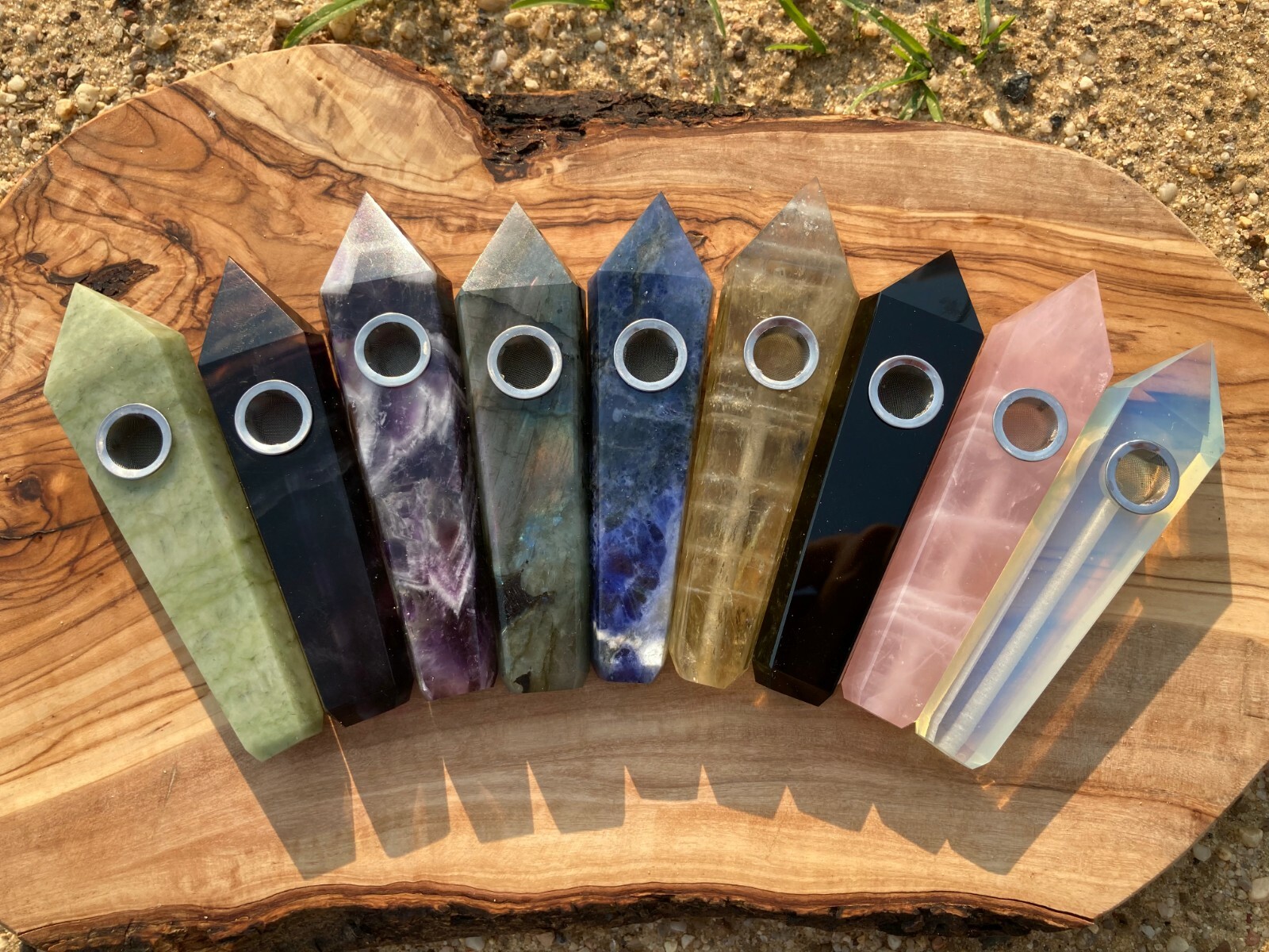 Handmade Gemstone Pipes Quartz Smoking Crystal Pipe Smoke Tobacco Bowl