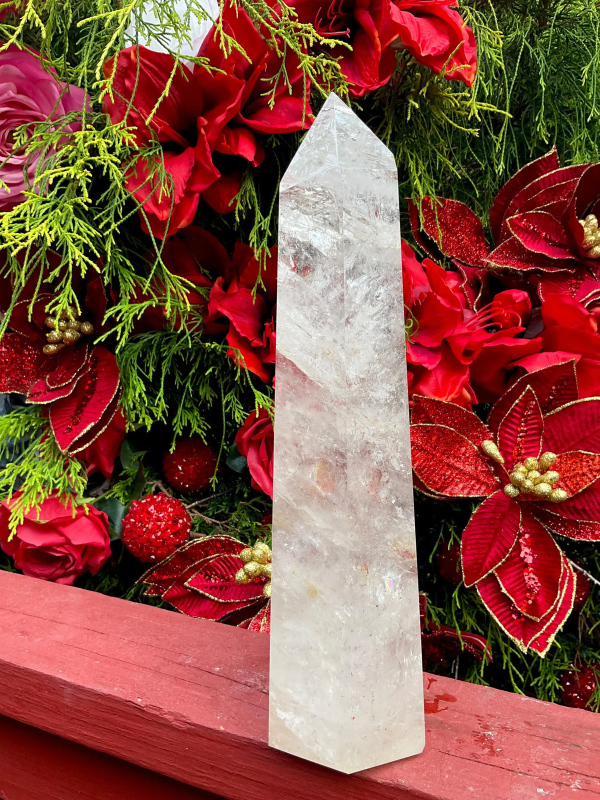 Ultra Clear Quartz Crystal Generator ~ Large 8 lb. 6 oz. ~ 11 1/2″ Tall ~ Silve