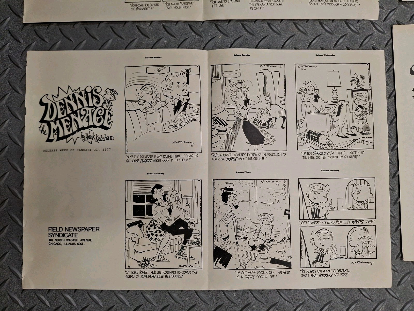 1977 DENNIS the MENACE Lot Original PRODUCTION ART Newspaper HANK KETCHAM