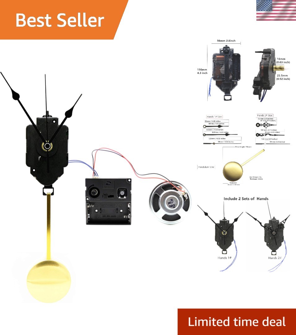 DIY Pendulum Clock Movement with Chiming Feature – Includes Multiple Hands