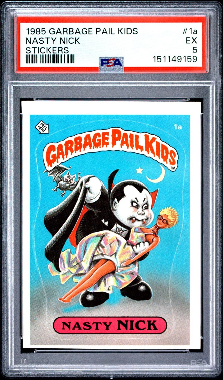 1985 Garbage Pail Kids OS1 Series 1 #1a Nasty Nick matte back PSA 5