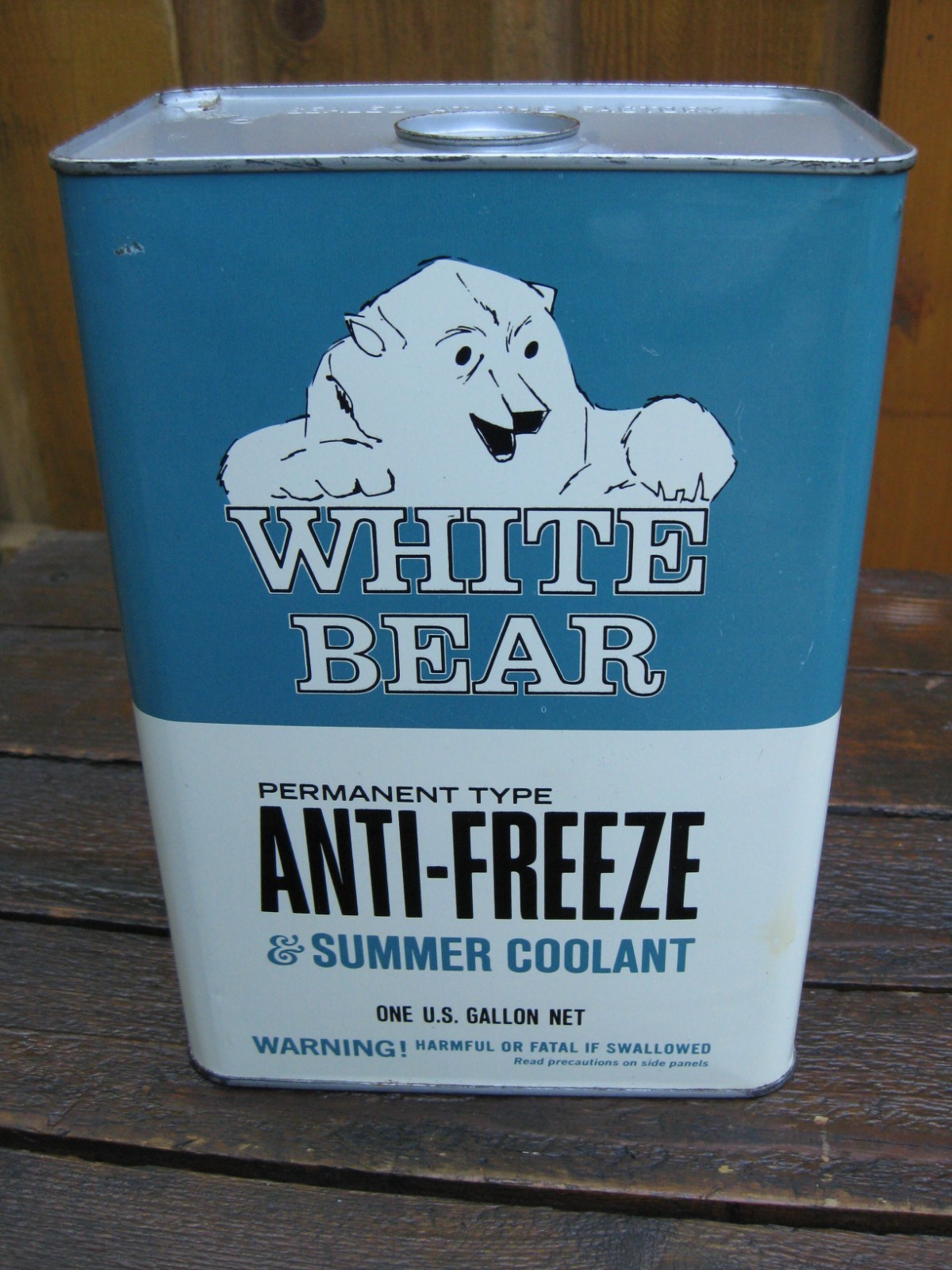 Rare Vintage White Bear Summer Coolant & Anti-Freeze 1 Gallon Can Nice Empty