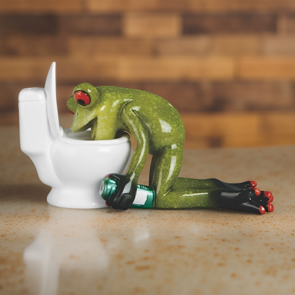 5.5″W Frog Hangover Figurine Ornament Home Decor Unique Gift