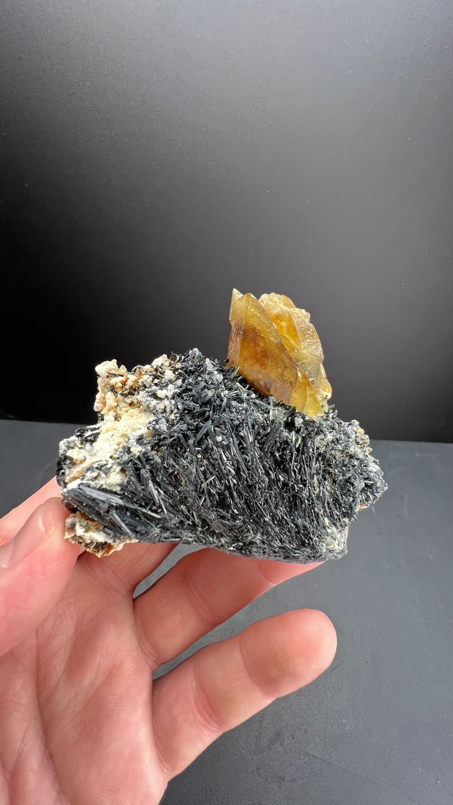 Natural Titanite with Aegirine Cluster on Matrix • Pakistan Mineral Specimen 89g