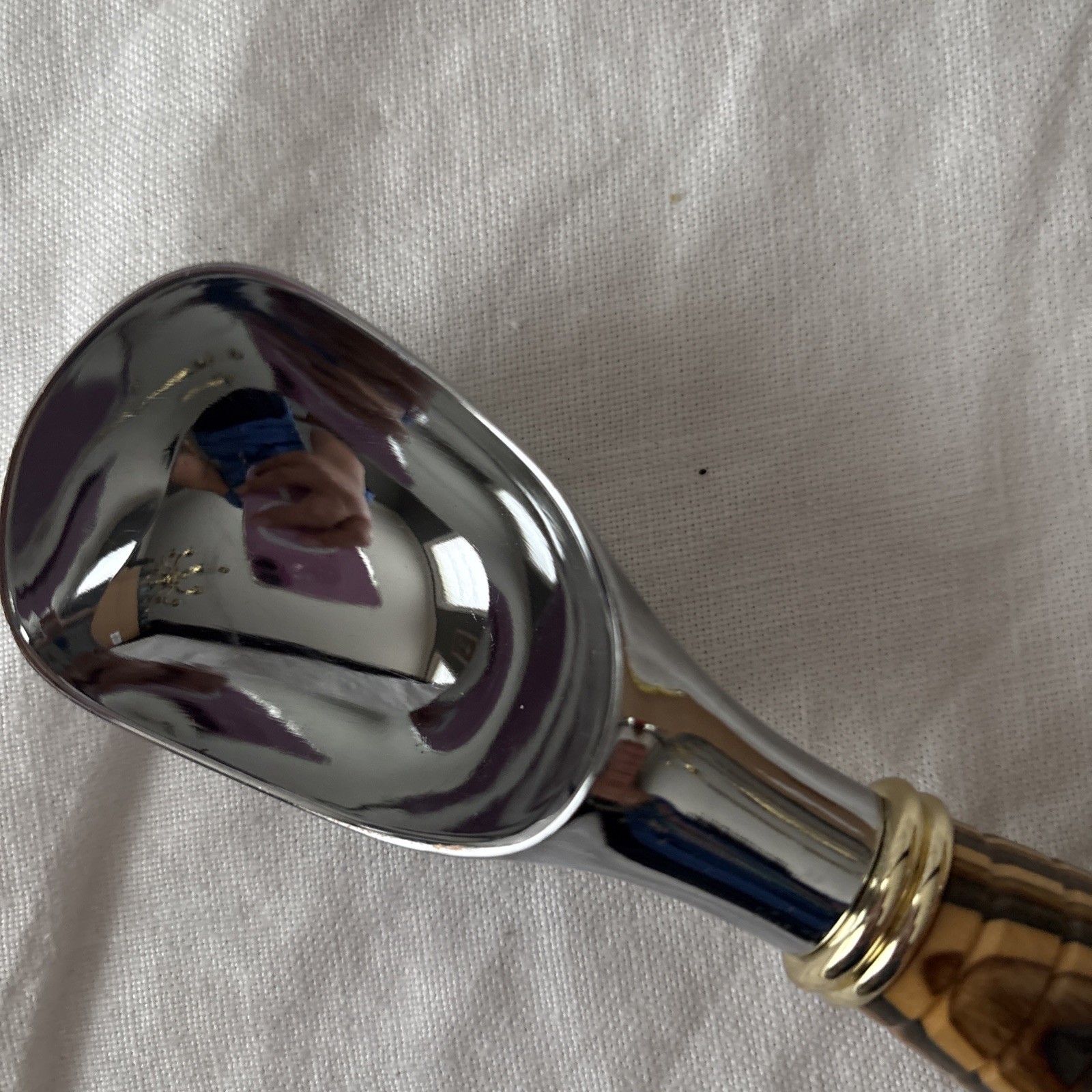 Beautiful Hand Turned Striped Wooden Handle Ice Cream Scoop w/Decorative Finial