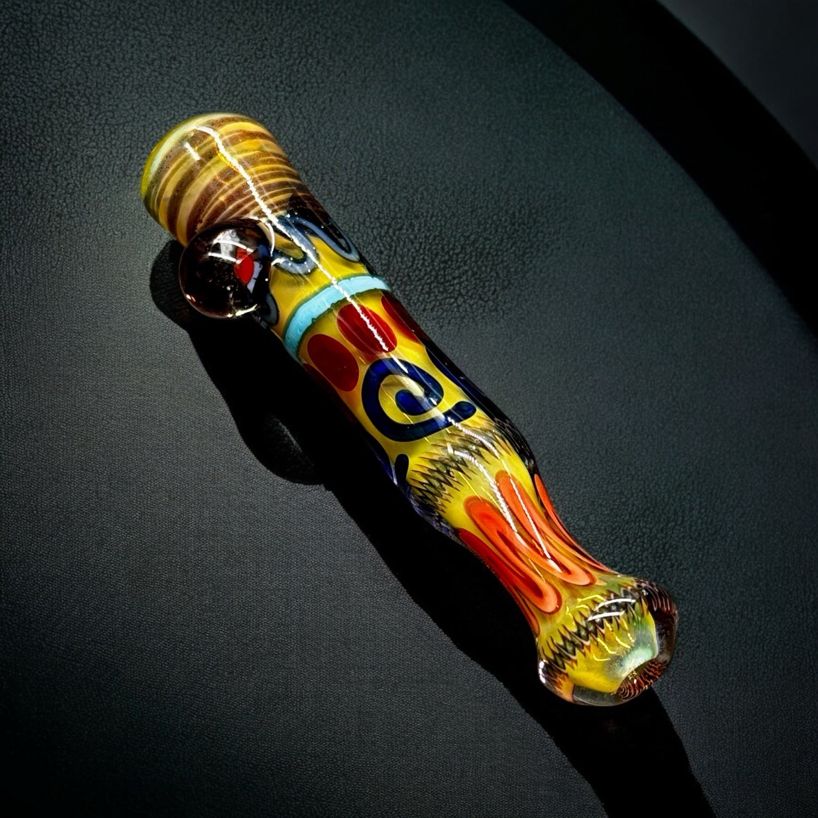 Handmade 3.5” Glass Chillum Pipe Colorful Dot Design Tobacco Pipe