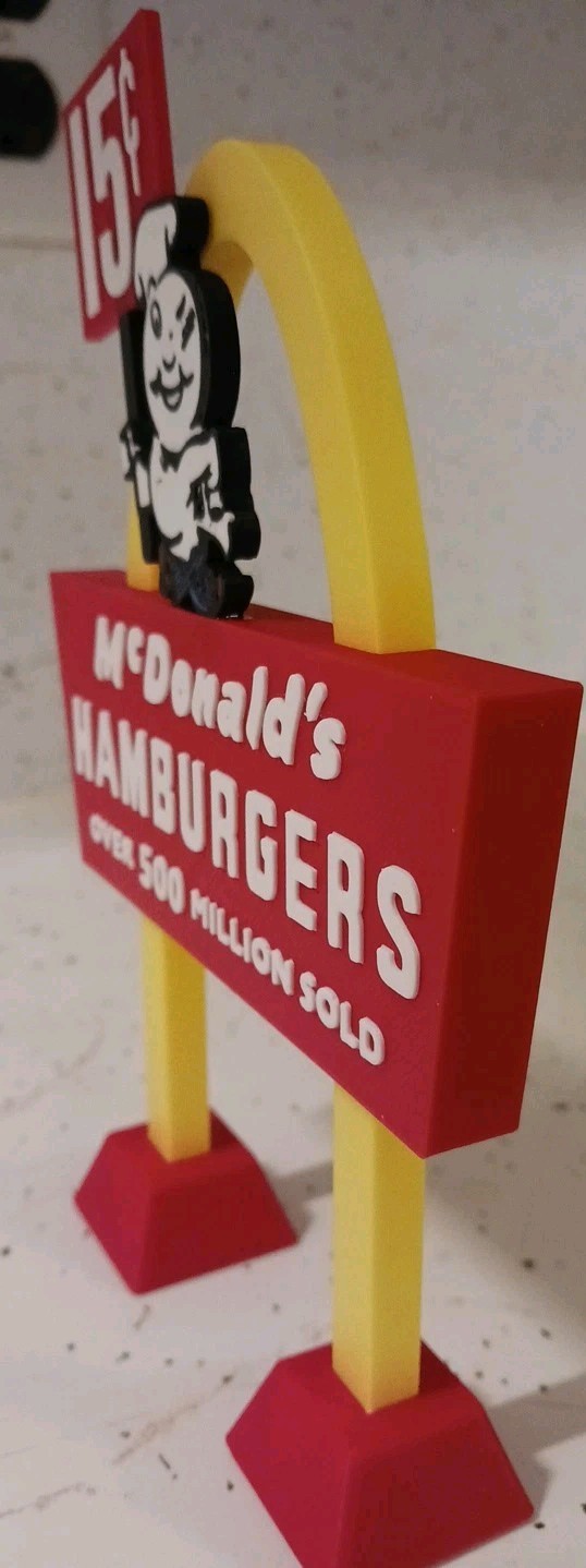 McDonalds *LEFT FACING* „SPEEDEE“ Sign. 3d Print Mini-Replica from the 50s-60s