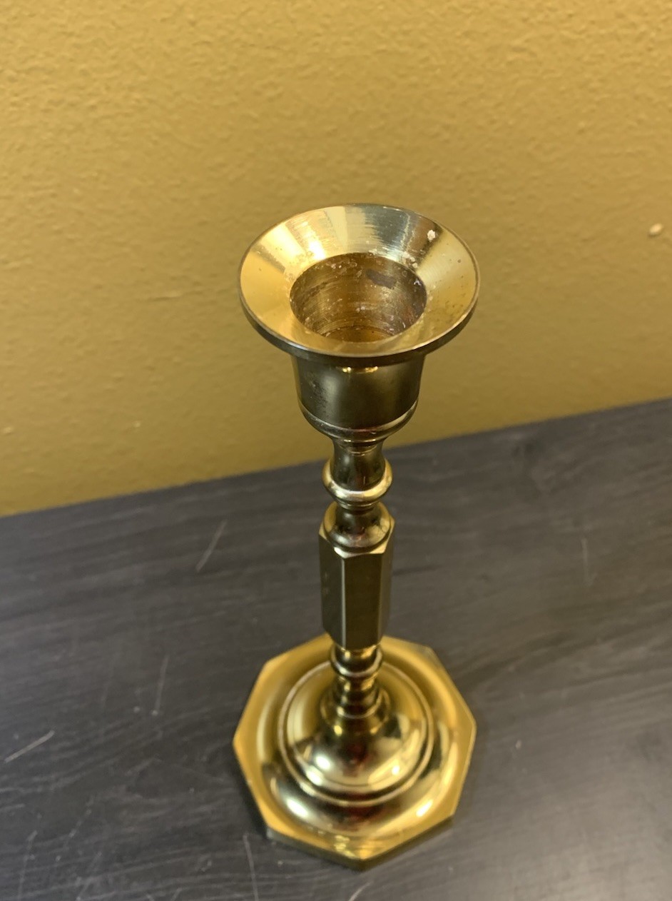 Vintage Brass Candlestick Holder – Made in Hong Kong – 7.5” Tall