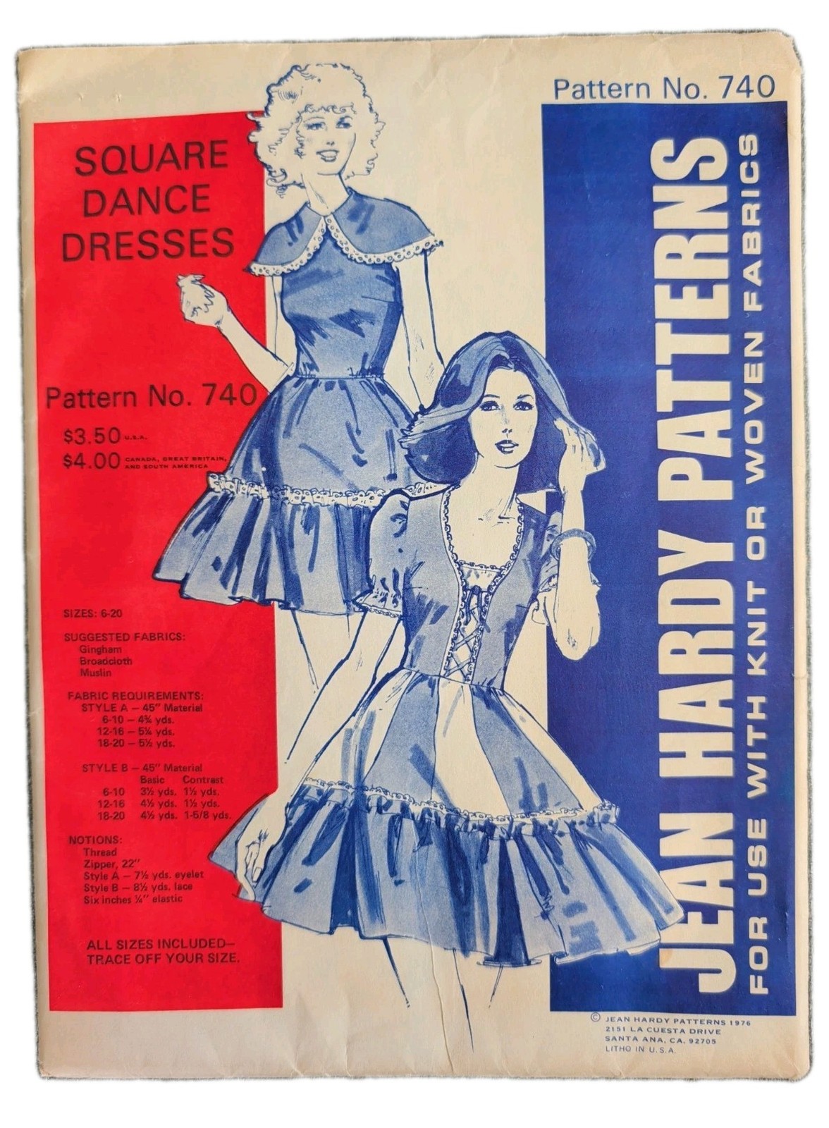 1970s Uncut Jean Hardy Patterns Square Dance Dress Pattern No. 740 Vintage