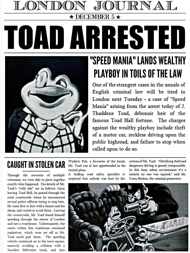 1949 Walt Disney The Adventures Of Ichabod & Mr. Toad Toad Arrested 🐸🚨🐸