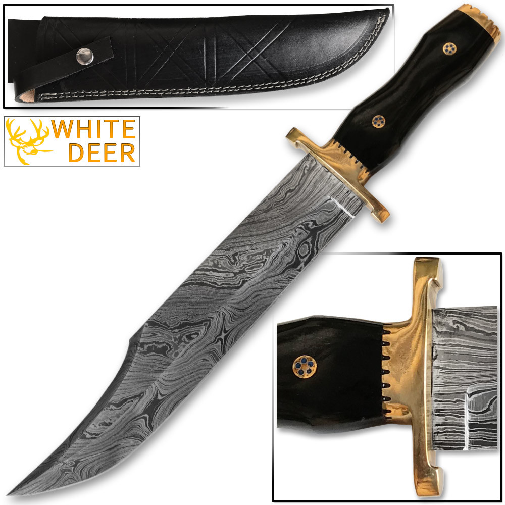 Huge 16″ Handmade Damascus Steel Jim Bowie Knife 55-60 HRC Hard LIMITED EDITION