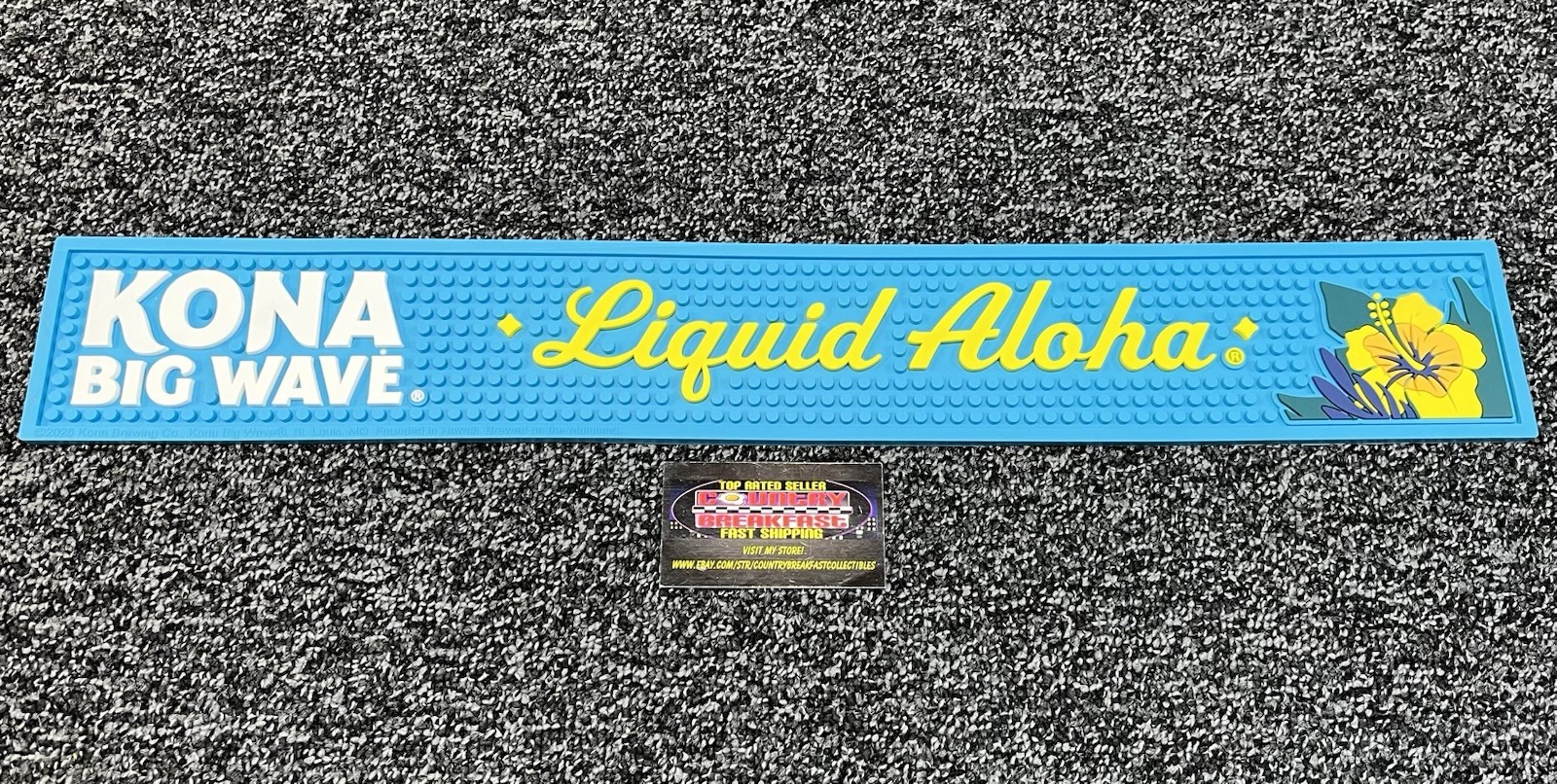 Kona Big Wave Ale Liquid Aloha Rubber Bar Rail Spill Mat 24×3.5” – Brand New!