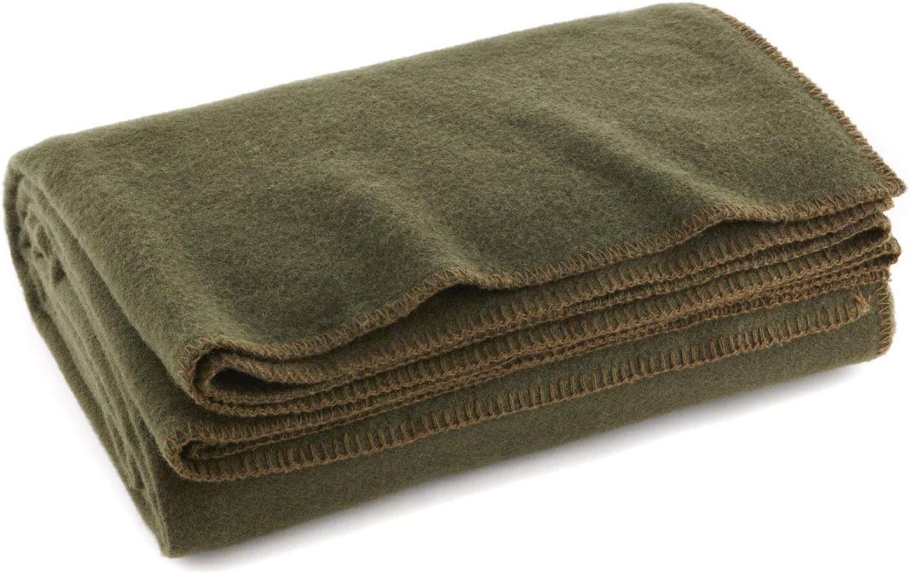 US Military Wool Blanket (80% Wool) Thick Washable 66″ x 90″ Heavy Wool Blanket