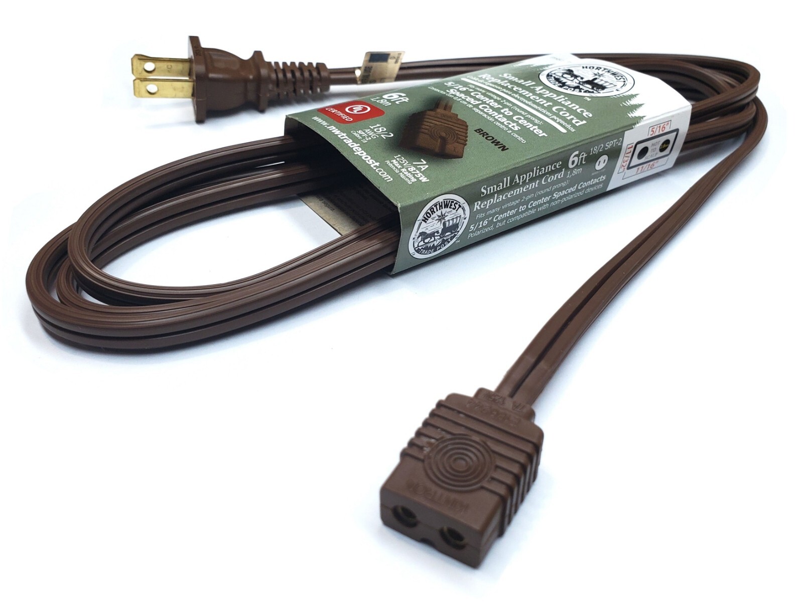 Replacement 6ft Power Cord for Vintage Solid State TV Stereo Radio 2-Prong Pin
