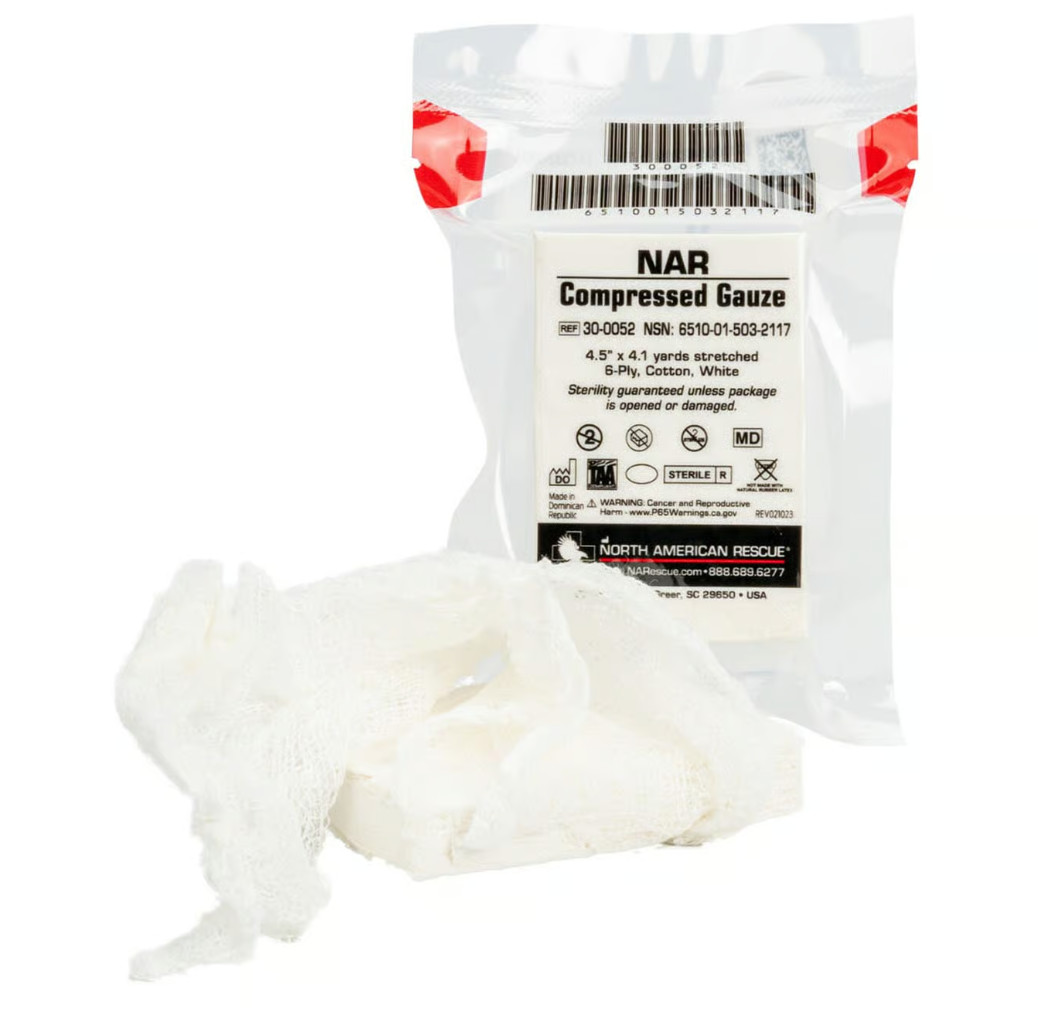 10 Pack NAR Compressed Gauze 4.5 in. x 4.1 yd Sterile, 6-ply 30-0052