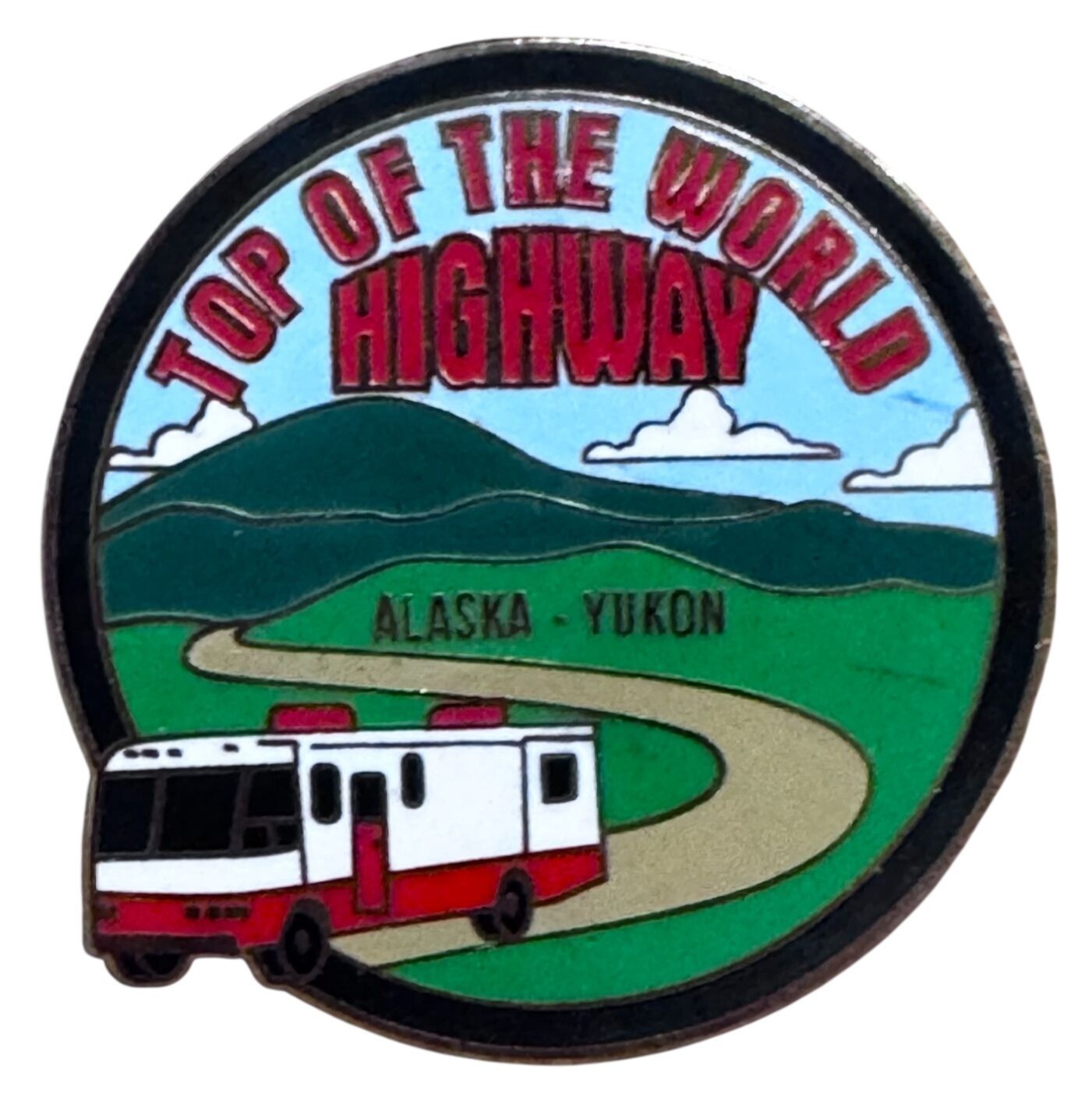 Top Of The World Highway Alaska-Yukon Travel Pin 1.25″ Round